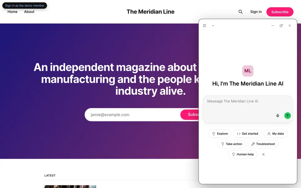 Your mate's chat open on a live Ghost site.